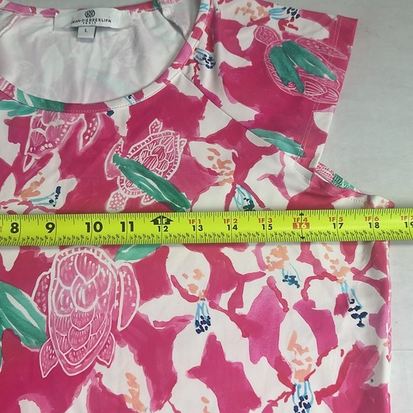 Jean Pierre Klifa Lily Dress L | Pink Turtle Print Jasmine Cove Shift Stretchy - Picture 8 of 13